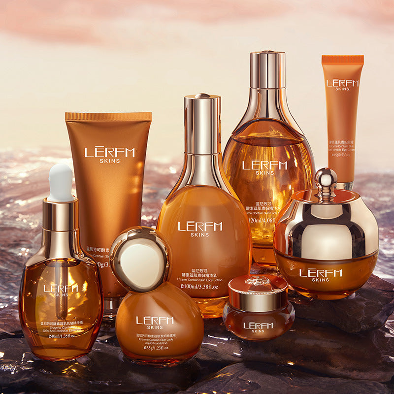 LERFM Fangke Enzyme Nourishing Skin Anti-Wrinkle Lady Eight-Piece Set Hydrating Cosmetics Full Set Firming Light Pattern Set Wholesale