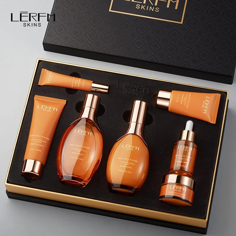 LERFM Fangke Glass Color for Gilding Anti-Wrinkle Seven-Piece Set Moisturizing Brightening Beauty Salon Skin Care Products Wholesale