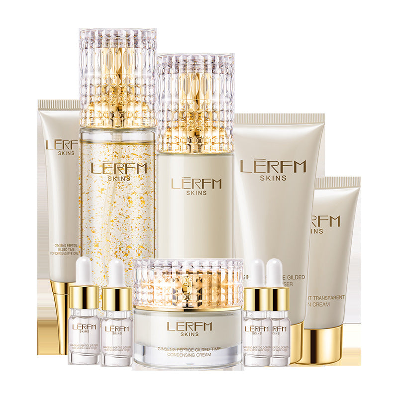 LERFM Fangke Ginseng Peptide Gilding Time 10 Pcs Set Moisturizing Lifting Hydrating White Tender Skin Care Products Set Box for Hair Generation