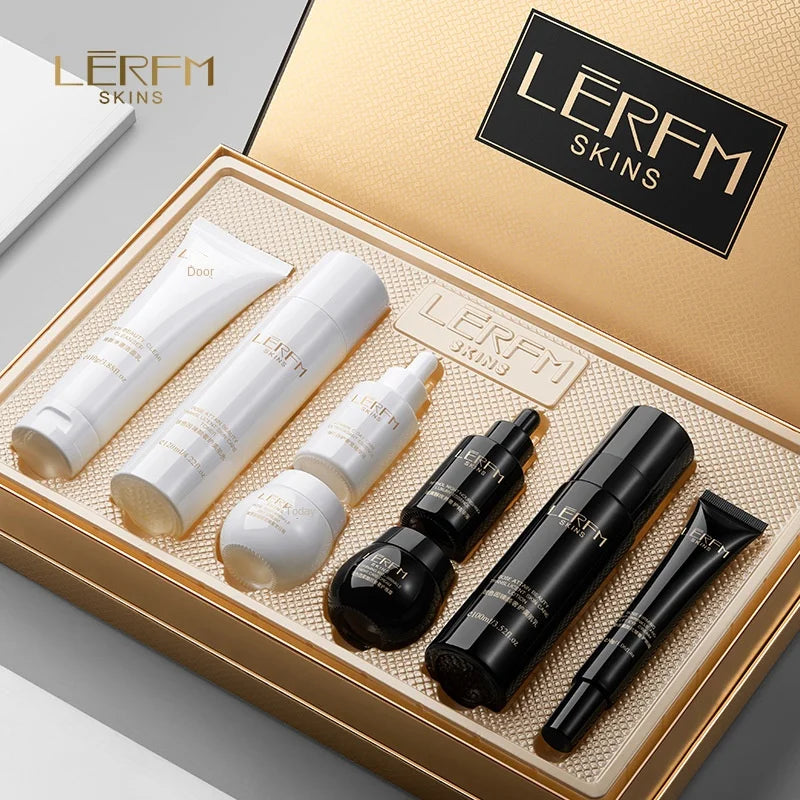 LERFM Fangke Glass Color Anti-Wrinkle Luxury Care Eight-Piece Set Skin Care Products Box Moisturizing Box Wholesale
