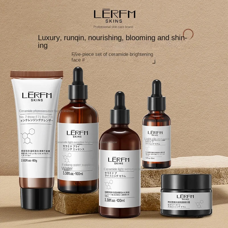 LERFM Fangke Ceramide Light Sense Vibrant and Bright Five-Piece Set Hydrating Moisturizing and Brightening Skin Tone Skin Care Products Box Wholesale