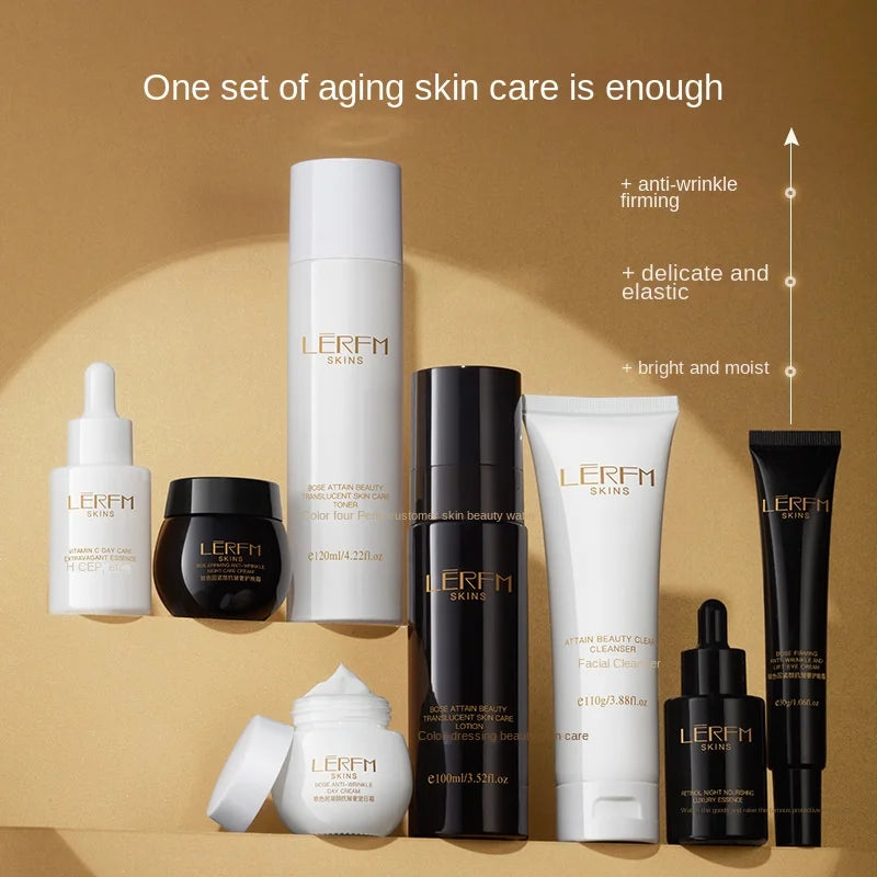 LERFM Fangke Glass Color Anti-Wrinkle Luxury Care Eight-Piece Set Skin Care Products Box Moisturizing Box Wholesale