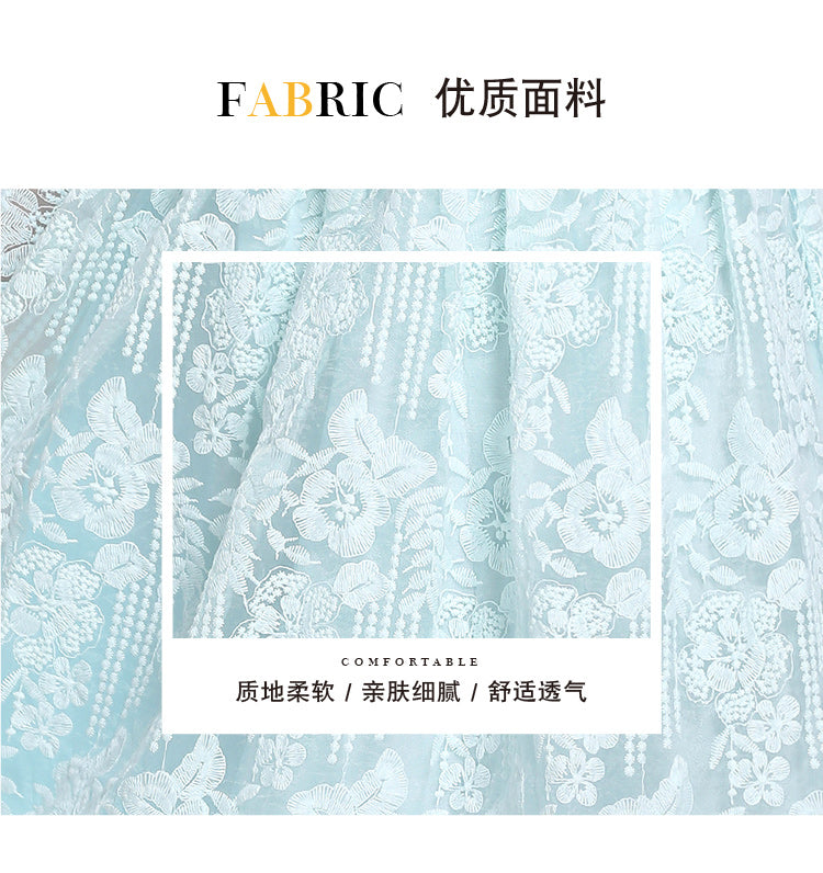 Original design for spring and summer long sleeved small fragrance style set light luxury temperament water-soluble lace skirt two-piece set