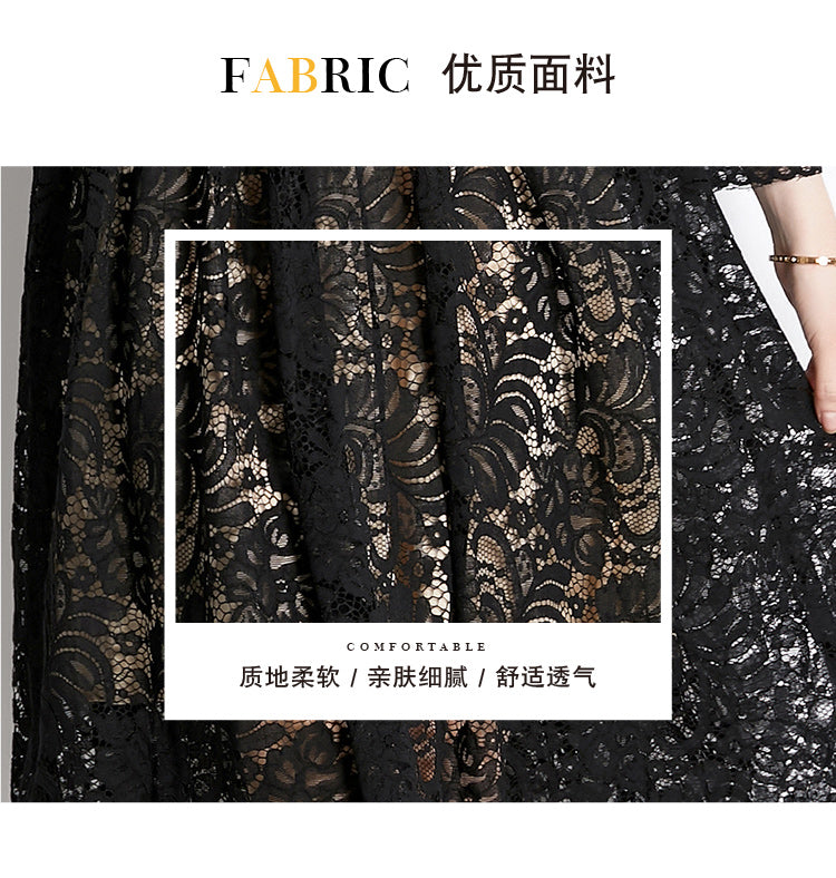 Original design for spring and summer lace slim fit lace dress with a slimming and age reducing mid length skirt for women