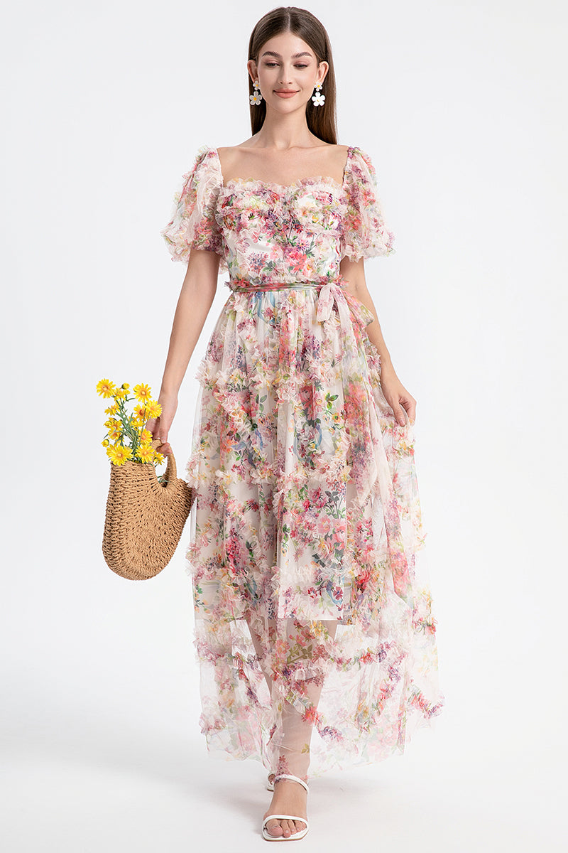 Apricot beauty heavy industry boutique palace style French romantic waist cake skirt