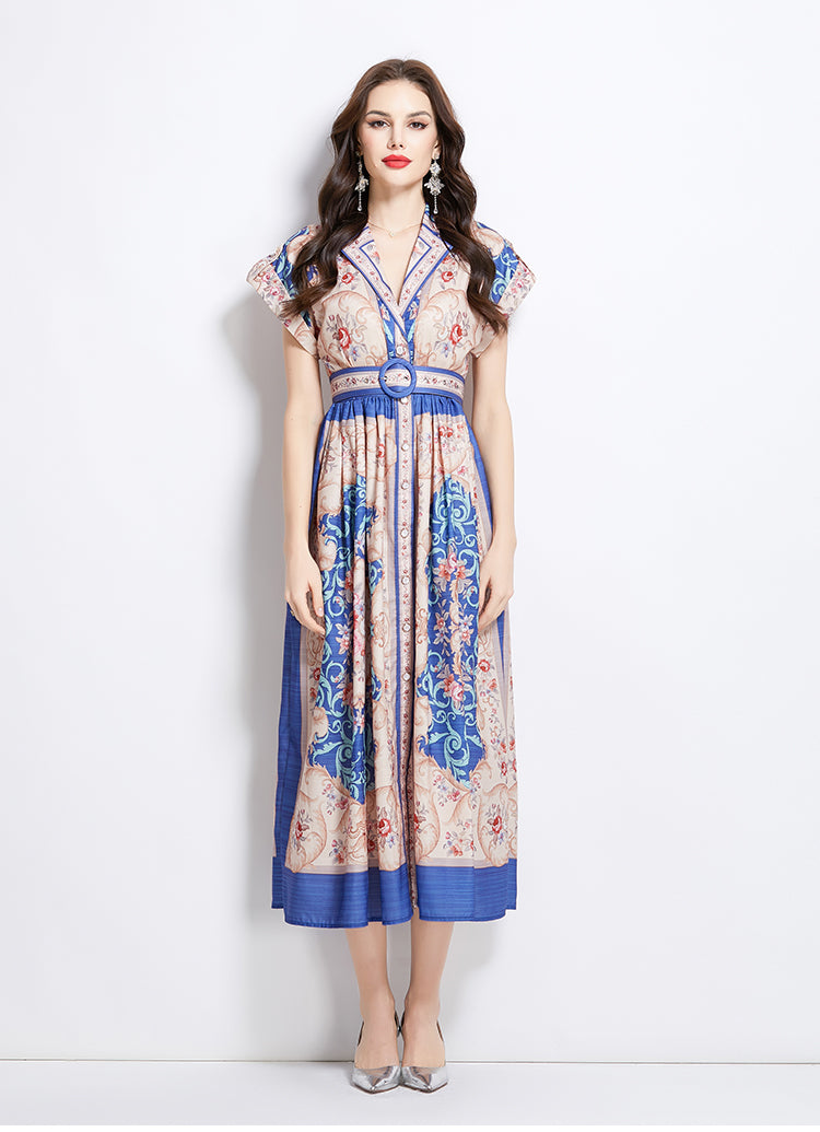 Original Design Spring/Summer Flower Oil Painting Style Long Dress