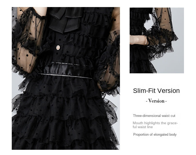 Original design polka dot small fragrance boutique fashion big bow cake skirt