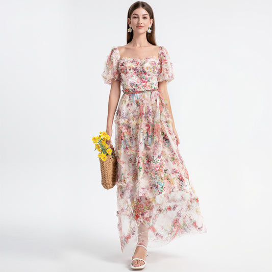 Apricot beauty heavy industry boutique palace style French romantic waist cake skirt