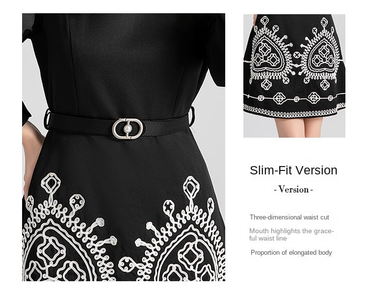 Original design - spring and summer art lace stitching color tweed small fragrance big bow ostrich feather dress