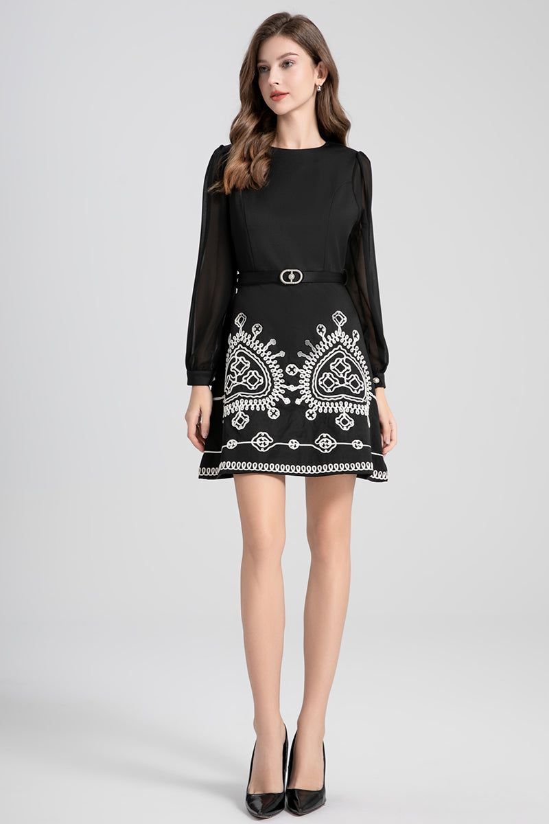 Original design - spring and summer art lace stitching color tweed small fragrance big bow ostrich feather dress