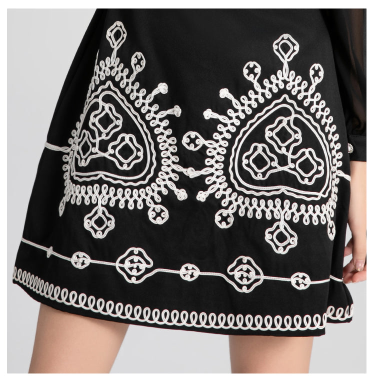 Original design - spring and summer art lace stitching color tweed small fragrance big bow ostrich feather dress