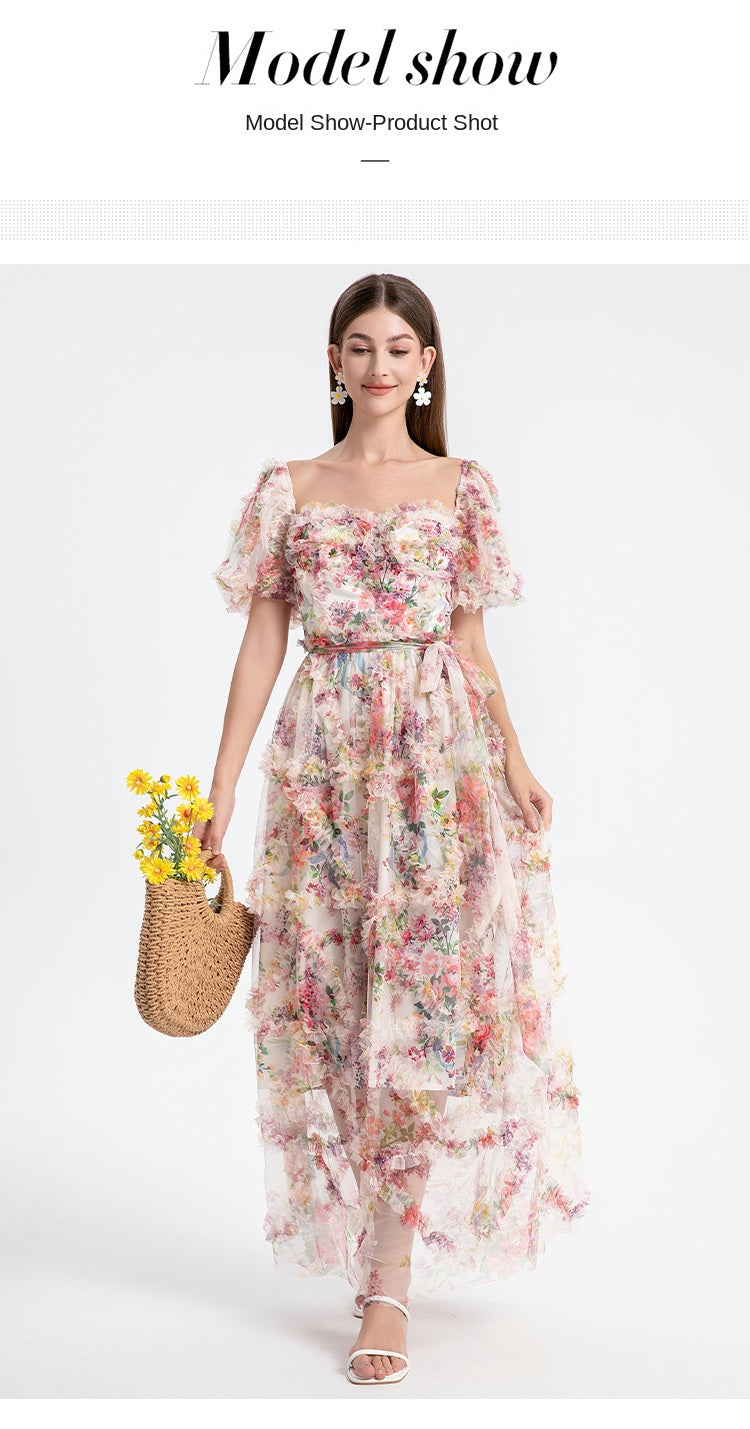 Apricot beauty heavy industry boutique palace style French romantic waist cake skirt