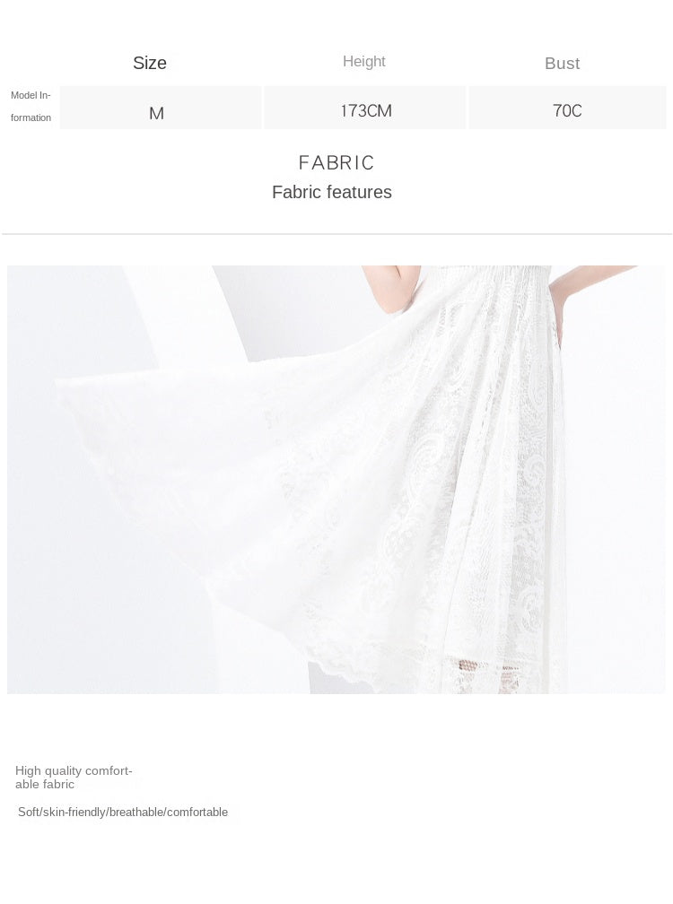 Original design: Spring, Summer, Autumn, Vacation, round neck, smocked style, lace, sleeveless, lace, long vintage dress