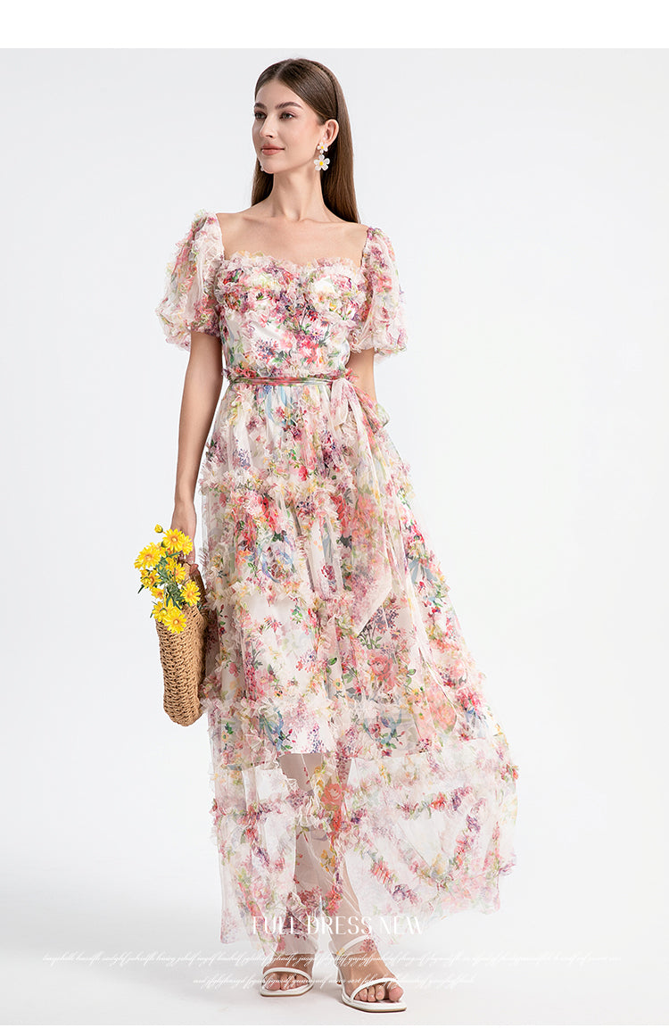 Apricot beauty heavy industry boutique palace style French romantic waist cake skirt