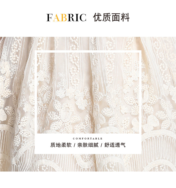 Original design for spring and summer small fragrance style set light luxury and high-end water-soluble lace skirt two-piece set