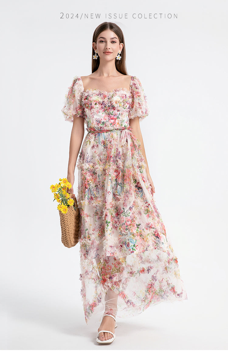 Apricot beauty heavy industry boutique palace style French romantic waist cake skirt