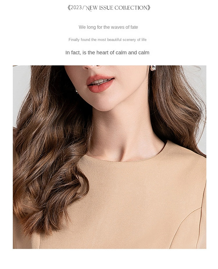 Original design - spring, summer and autumn - art chiffon stitching dribble embroidered high-waisted slim temperament dress