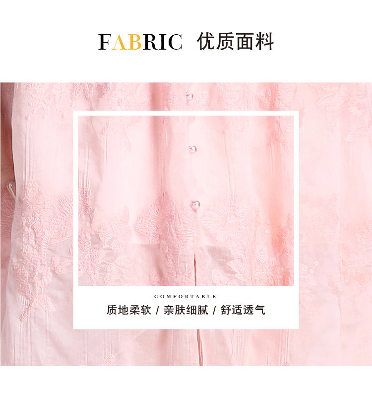 Original Design: Spring/Summer Embroidered V-neck Dress with Lace and Lace Charm Slimming Skirt