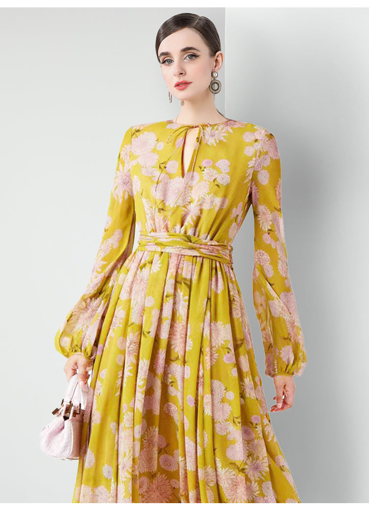 Original design for spring and summer three bedroom pleated 6-meter printed large skirt