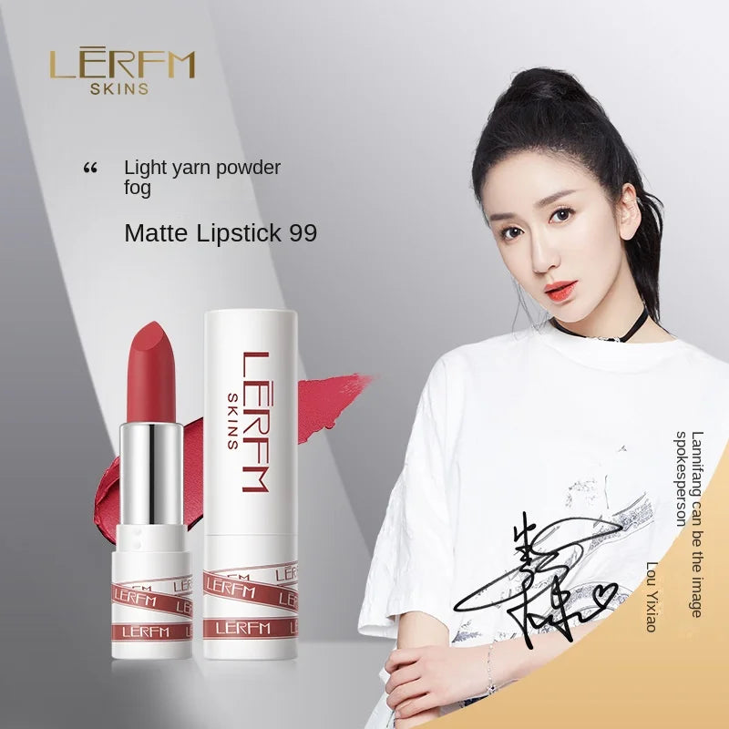 LERFM Fangke Light Yarn Pink Mist Matte Lipstick Moisturizing Natural Natural Coloring Not Easy to Fade Makeup Lipstick