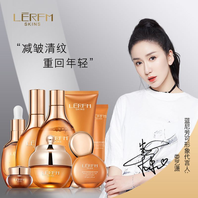 LERFM  Fangke Enzyme Nourishing Skin Anti-Wrinkle Lady Eight-Piece Set Hydrating Cosmetics Full Set Firming Light Pattern Set Wholesale