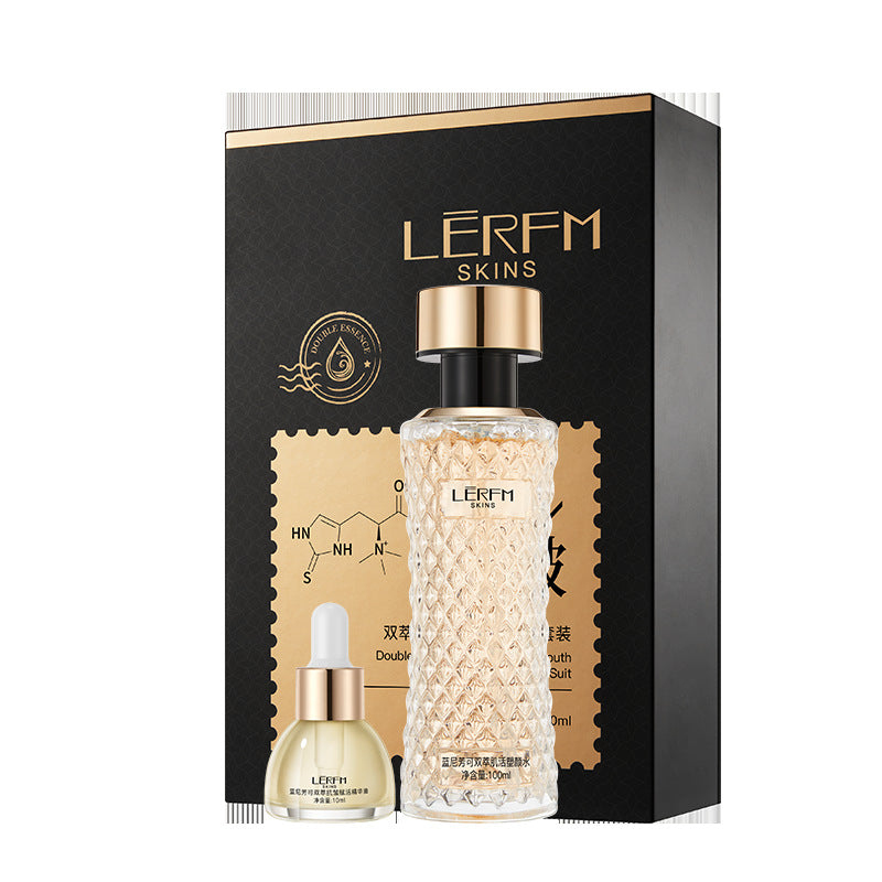 LERFM  Fangke Double Extract Anti-Wrinkle Youth Enjoy Serum Set Toner and Lotion Moisturizing Skin Rejuvenation Skin Care Products Wholesale