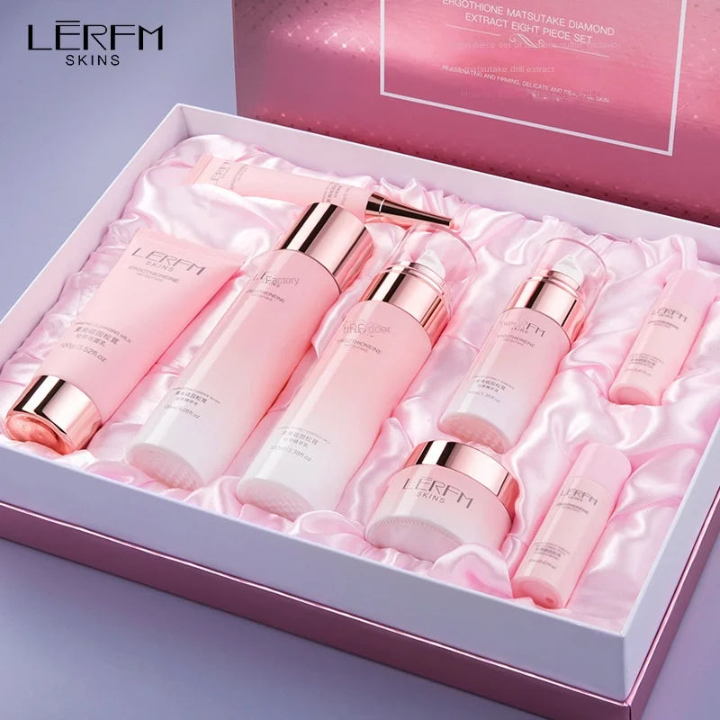 LERFM  Fangke Ergothiin Tricholoma Matsutake Diamond Extract Eight-Piece Set Skin Care Kit Moisturizing Skin Care Products Box Wholesale