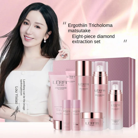 LERFM  Fangke Ergothiin Tricholoma Matsutake Diamond Extract Eight-Piece Set Skin Care Kit Moisturizing Skin Care Products Box Wholesale