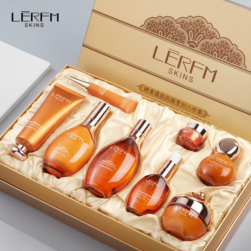 LERFM  Fangke Enzyme Nourishing Skin Anti-Wrinkle Lady Eight-Piece Set Hydrating Cosmetics Full Set Firming Light Pattern Set Wholesale