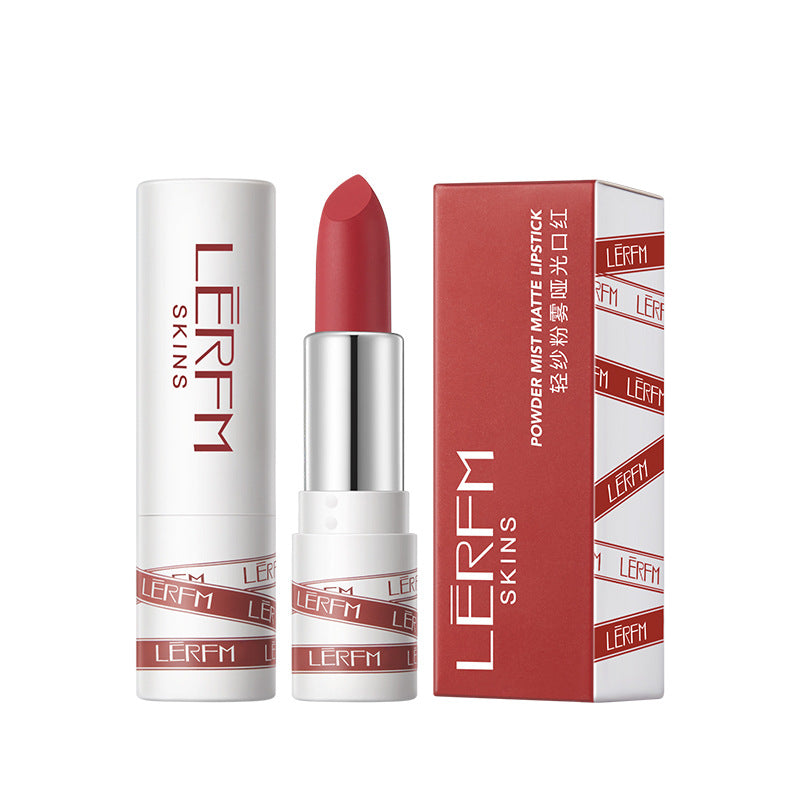 LERFM Fangke Light Yarn Pink Mist Matte Lipstick Moisturizing Natural Natural Coloring Not Easy to Fade Makeup Lipstick