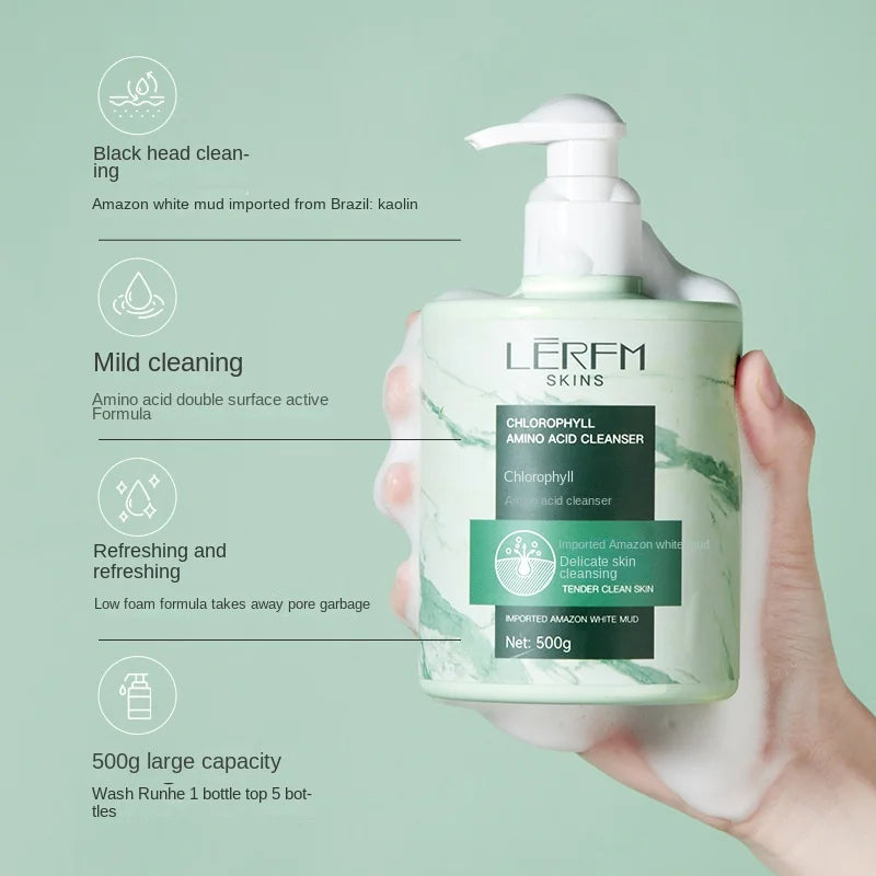 LERFM Aromatic Chlorophyll Amino Acid Facial Cleanser500gGentle and Clean Hydrating Facial Cleanser Skin Care Products Wholesale for Women