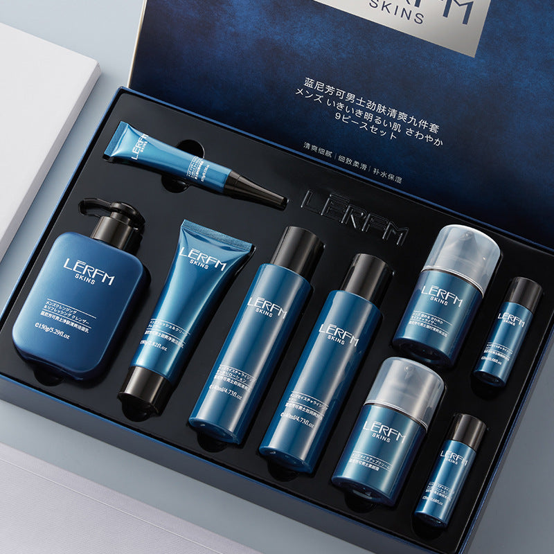 LERFM  Fangke Men's Refreshing Skin Nine-Piece Set Moisturizing Skin Care Products Set Box Manufacturers Send on Behalf