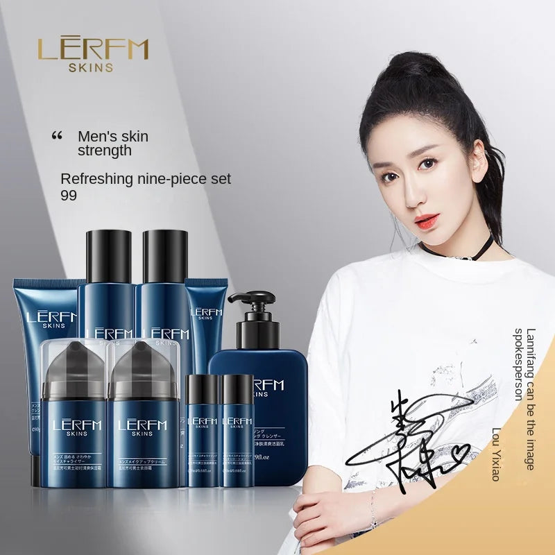 LERFM  Fangke Men's Refreshing Skin Nine-Piece Set Moisturizing Skin Care Products Set Box Manufacturers Send on Behalf