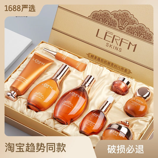 LERFM  Fangke Enzyme Nourishing Skin Anti-Wrinkle Lady Eight-Piece Set Hydrating Cosmetics Full Set Firming Light Pattern Set Wholesale